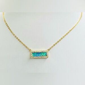 GORGEOUS BLUE & GREEN OPAL ON 14K GOLD & STERLING SILVER NECKLACE